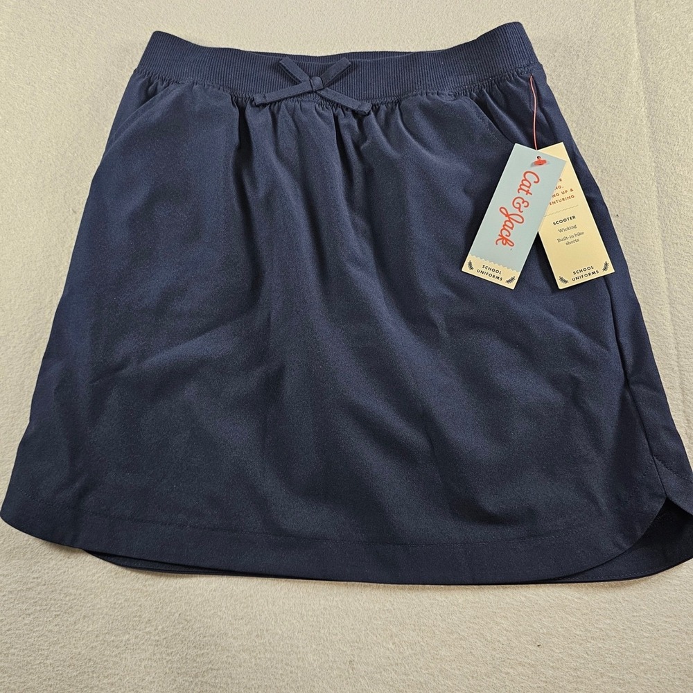 Cat & Jack Girls Navy School Uniform Scooter Skirt Built-in Shorts L 10/12 NWT